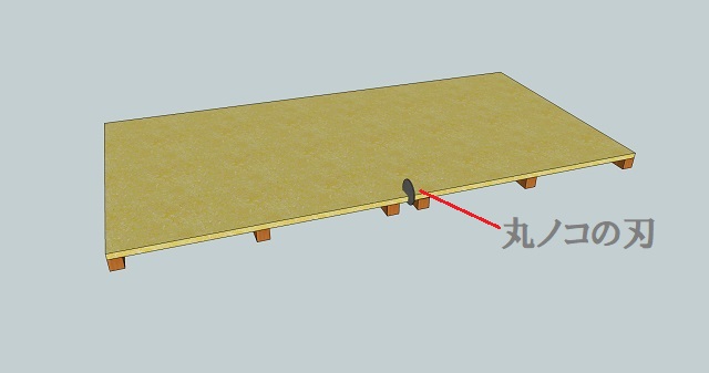 丸ノコで切る時の正しい台の置き方の図